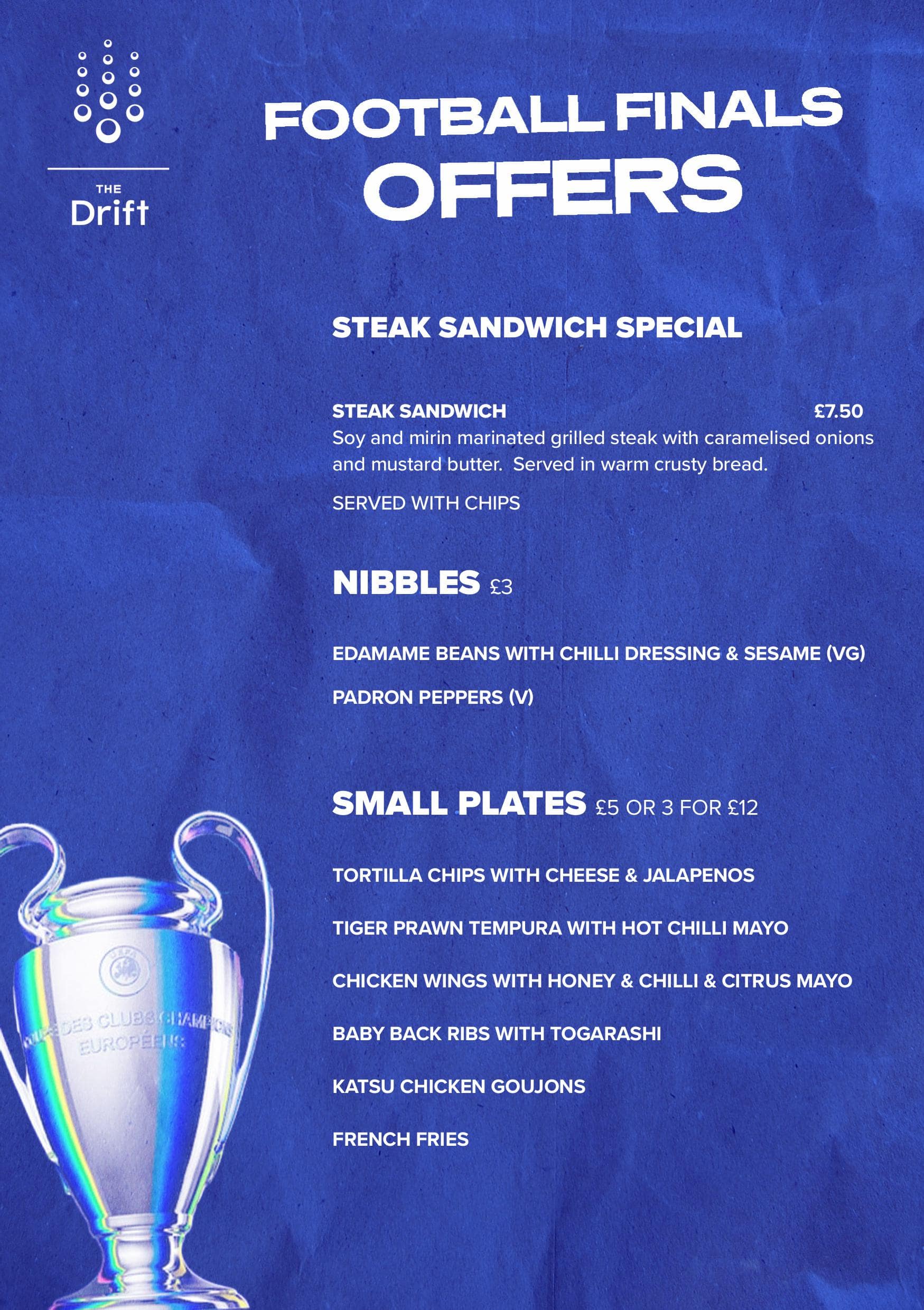 Football Food Offers Menu